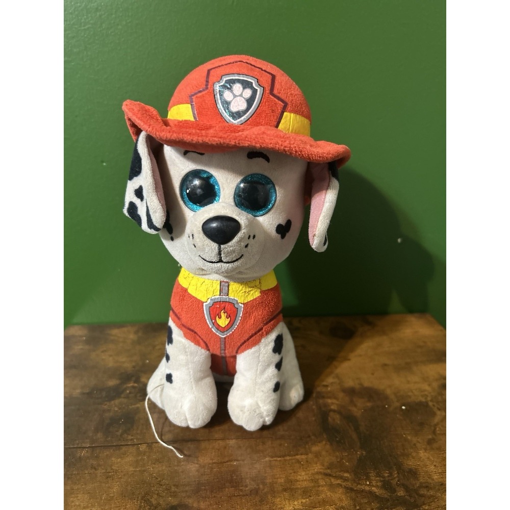 Ty Beanie Boos Paw Patrol Marshall Dalmatian Fire Dog Plush Glitter Eyes